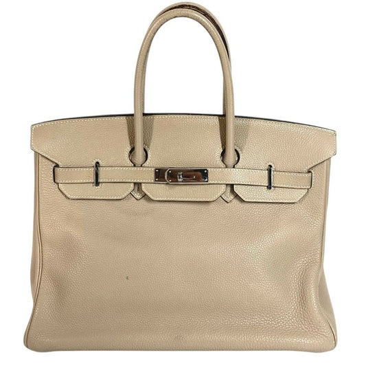 Hermes Handbag Birkin 35 Togo Tourtier Gray Beige