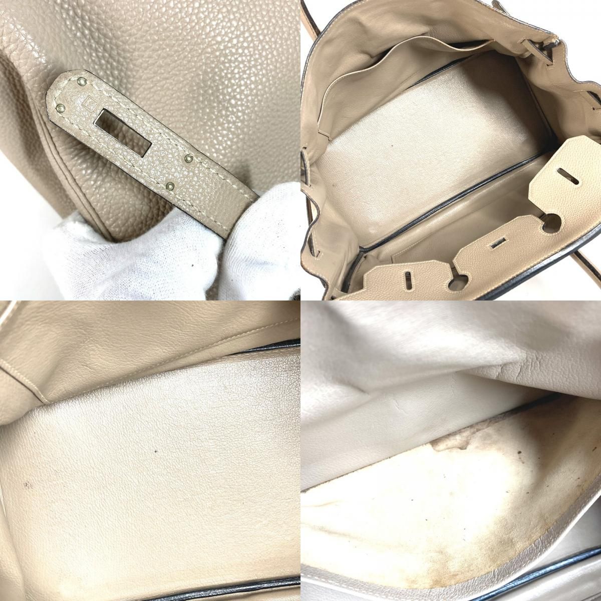 Hermes Handbag Birkin 35 Togo Tourtier Gray Beige — view 8