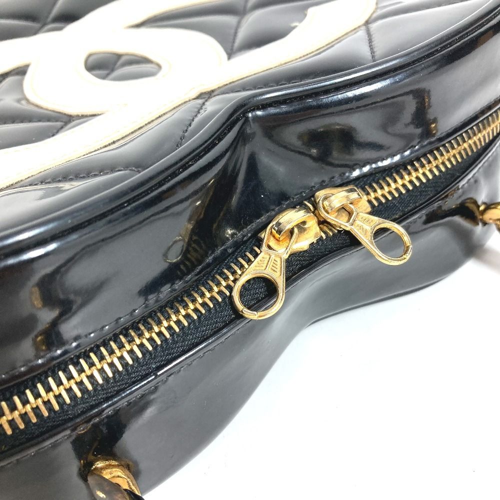 Chanel Handbag Heart CC Logo Quilted Chain Enamel Black — view 6