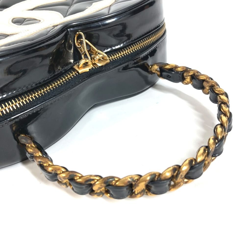 Chanel Handbag Heart CC Logo Quilted Chain Enamel Black — view 5