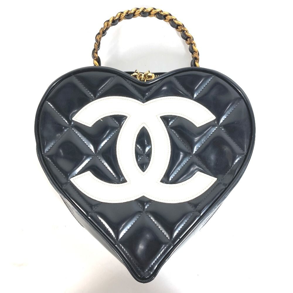 Chanel Handbag Heart CC Logo Quilted Chain Enamel Black — view 2