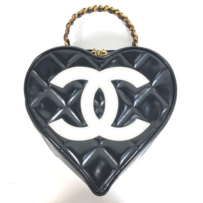 Chanel Handbag Heart CC Logo Quilted Chain Enamel Black — view 2