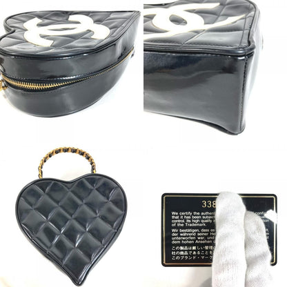 Chanel Handbag Heart CC Logo Quilted Chain Enamel Black — view 7