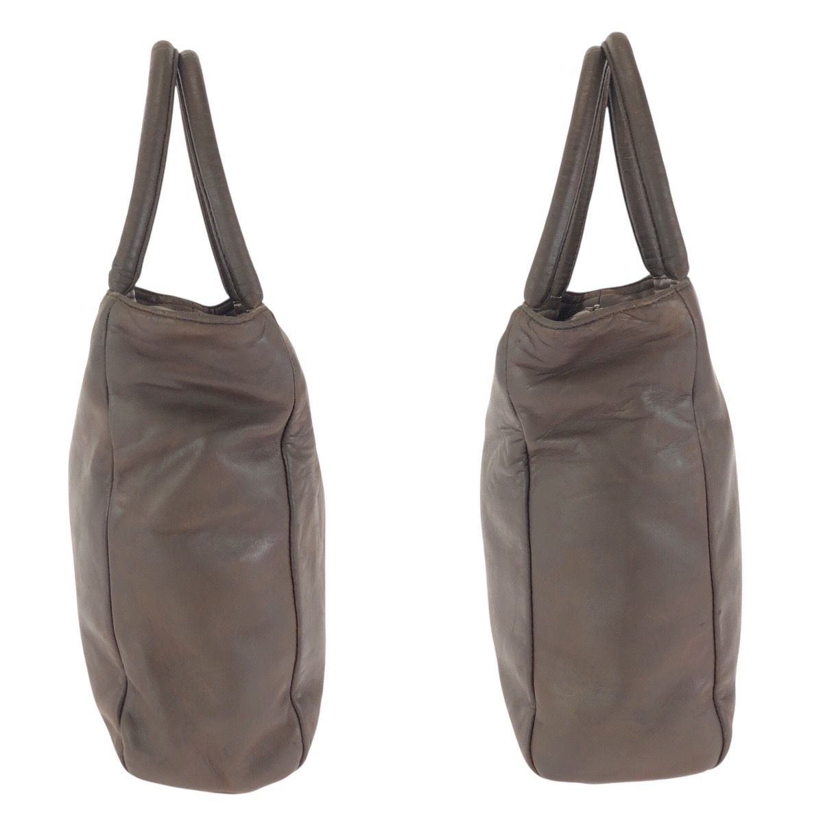 Prada Vintage Brown Silver Leather Tote — view 8