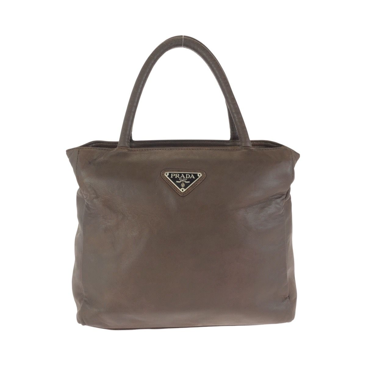 Prada Vintage Brown Silver Leather Tote