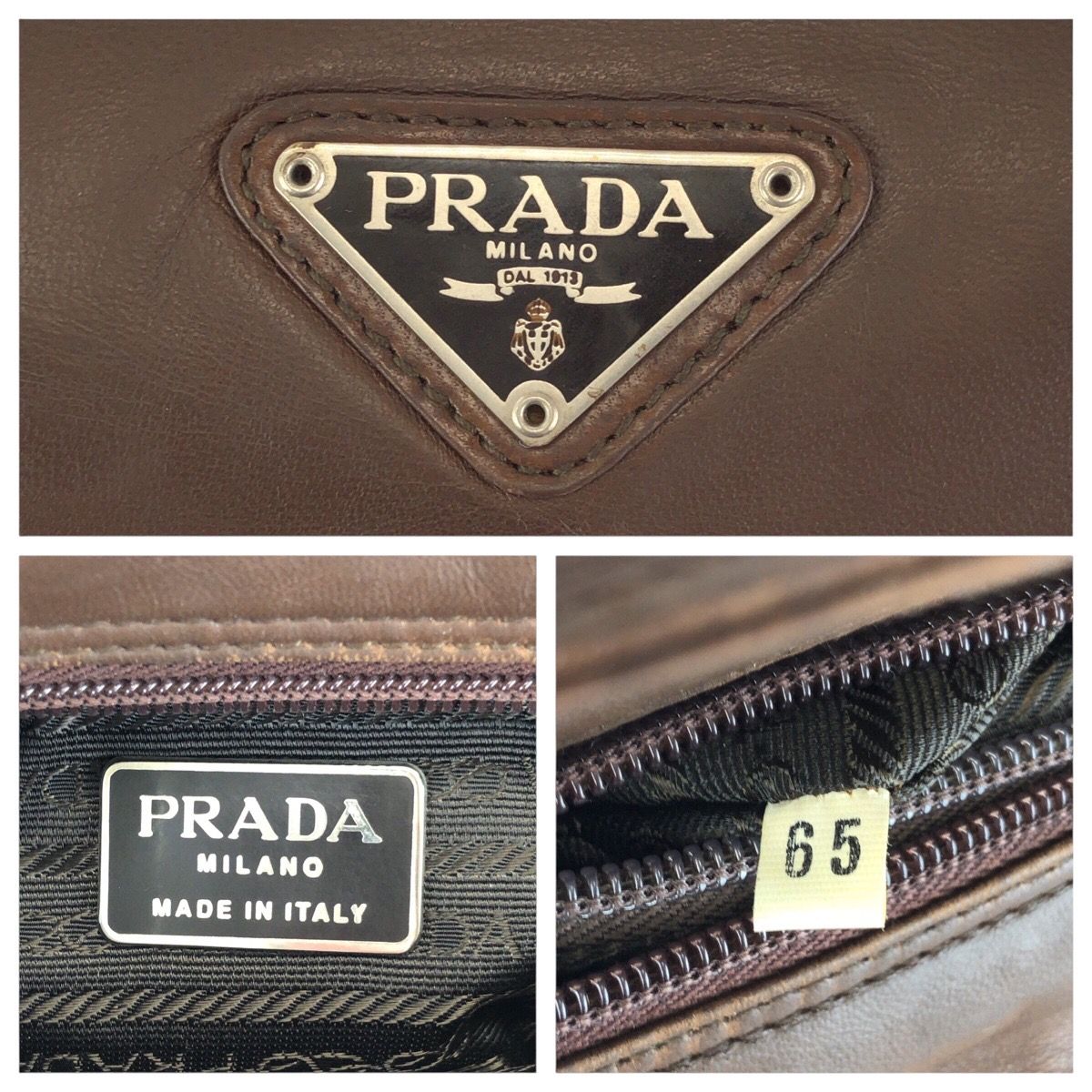 Prada Vintage Brown Silver Leather Tote — view 4