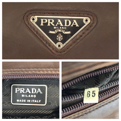 Prada Vintage Brown Silver Leather Tote — view 4