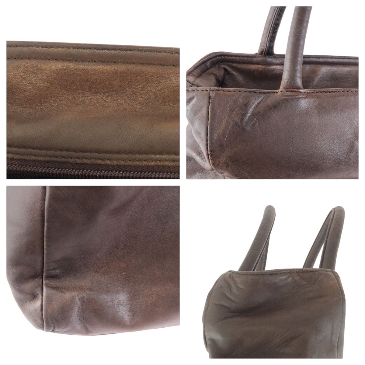Prada Vintage Brown Silver Leather Tote — view 5