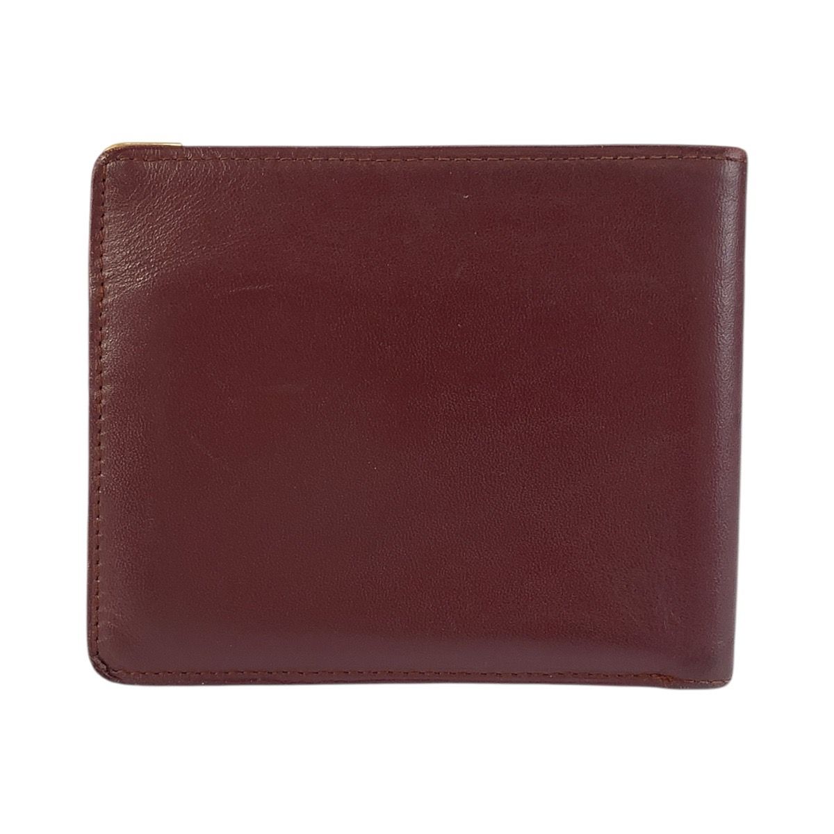 Cartier Must Line Wine Red Bordeaux Leather Folded Wallet Billfold — view 2