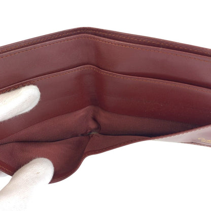 Cartier Must Line Wine Red Bordeaux Leather Folded Wallet Billfold — view 5