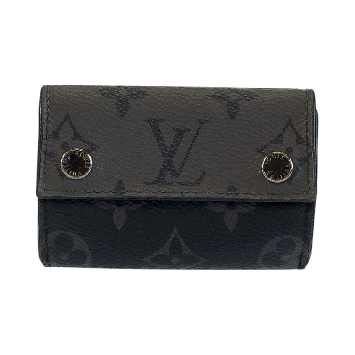Louis Vuitton Monogram Eclipse Reverse Discovery Compact Wallet Black Folding