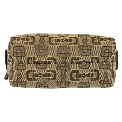 Gucci Horsebit Beige Green Canvas Pouch Makeup — view 9