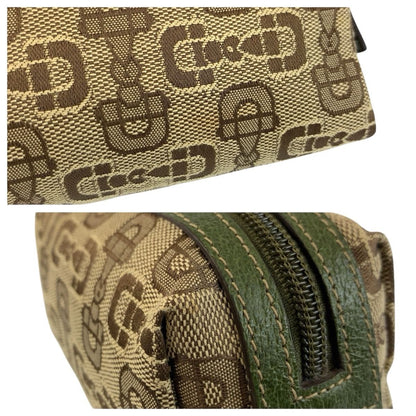 Gucci Horsebit Beige Green Canvas Pouch Makeup — view 5