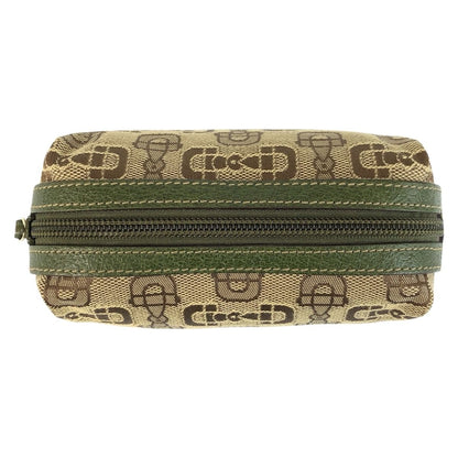 Gucci Horsebit Beige Green Canvas Pouch Makeup — view 8