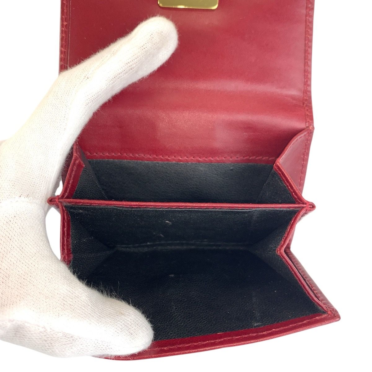Gucci Red Gold Leather Fold Wallet Compact — view 4