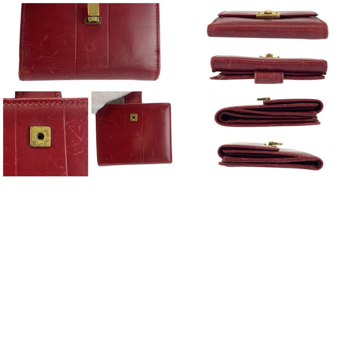 Gucci Red Gold Leather Fold Wallet Compact — view 9