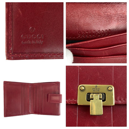 Gucci Red Gold Leather Fold Wallet Compact — view 3