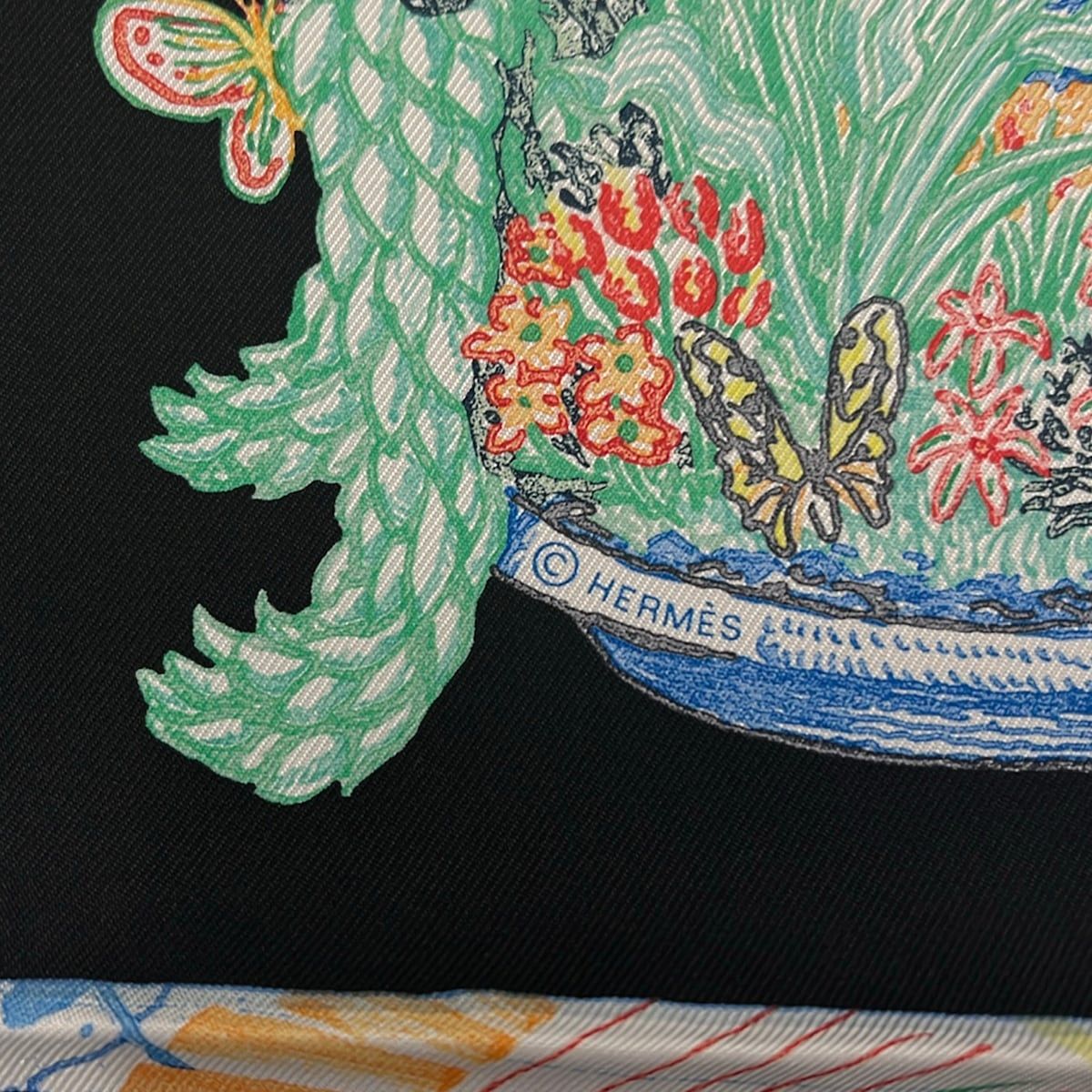 Hermes Scarf Carre 90 Black Blue Multi — view 2