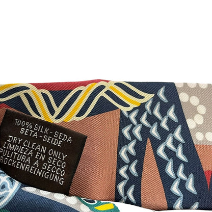 Hermes Scarf Twill Pink Beige Dark Navy Multi Ribbon Fantaisie D'etriers — view 3