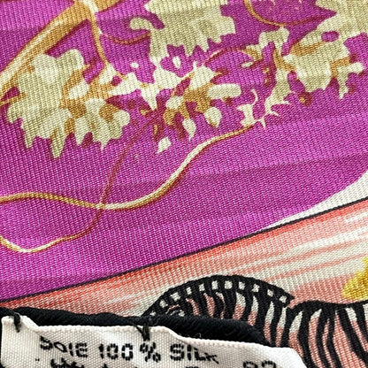 Hermes Scarf Carre 90 Black Pink Multi Tropioues Animal Pattern — view 3