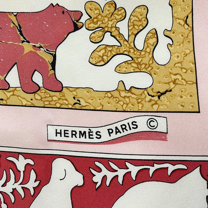 Hermes Scarf Carre 90 Light Pink Ivory Multi Warly America Dog Bird — view 2