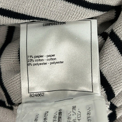 Chanel 3/4 Sleeve Sweater 34 S Ivory Black Border Pearl Button — view 4