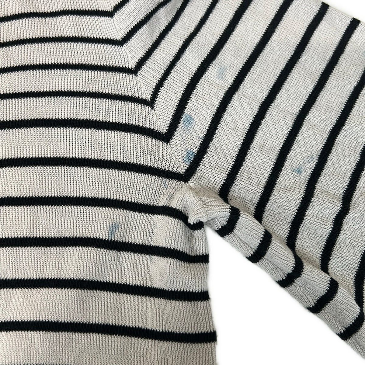 Chanel 3/4 Sleeve Sweater 34 S Ivory Black Border Pearl Button — view 6