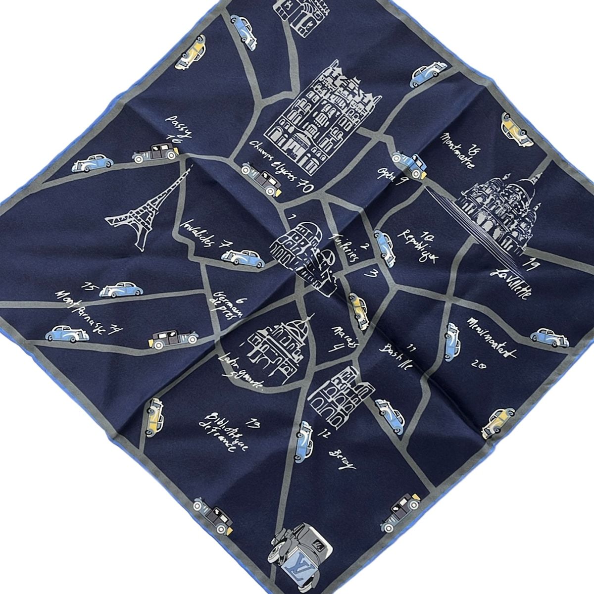 Louis Vuitton Scarf Dark Navy Gray Multi Mini
