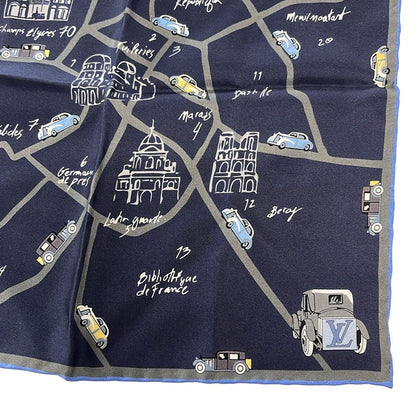 Louis Vuitton Scarf Dark Navy Gray Multi Mini — view 4