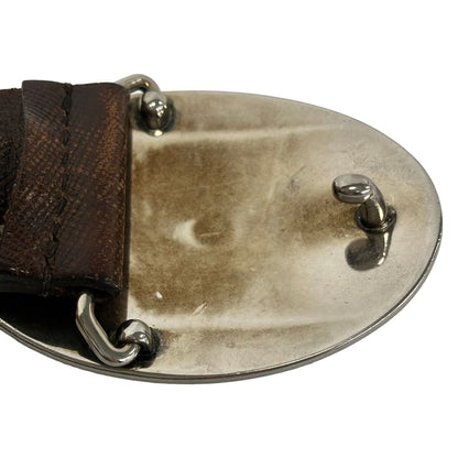 Prada Belt Dark Brown Silver Leather — view 7