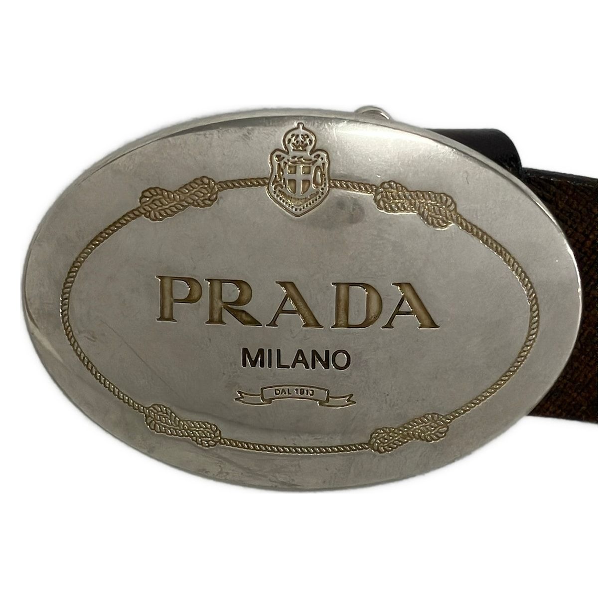 Prada Belt Dark Brown Silver Leather — view 3