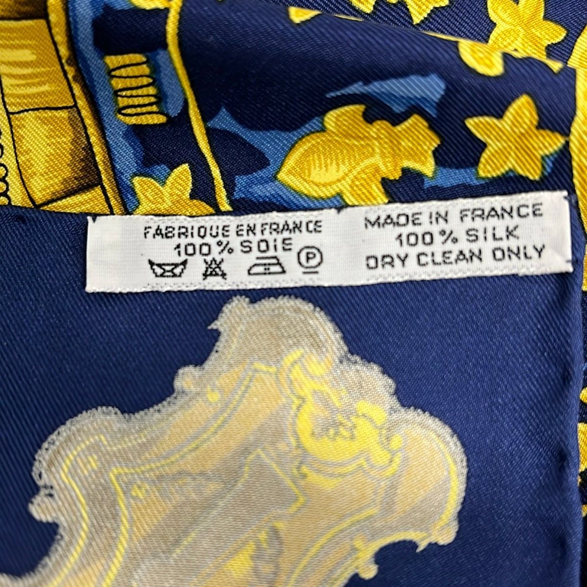 Hermes Scarf Carre 90 White Yellow Navy les Cles — view 3
