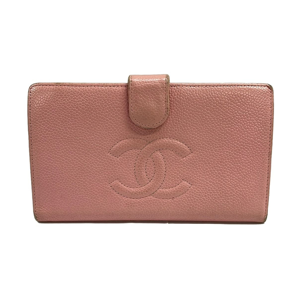 Chanel Bifold Wallet Pink Kiss Lock CC Logo