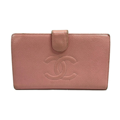 Chanel Bifold Wallet Pink Kiss Lock CC Logo