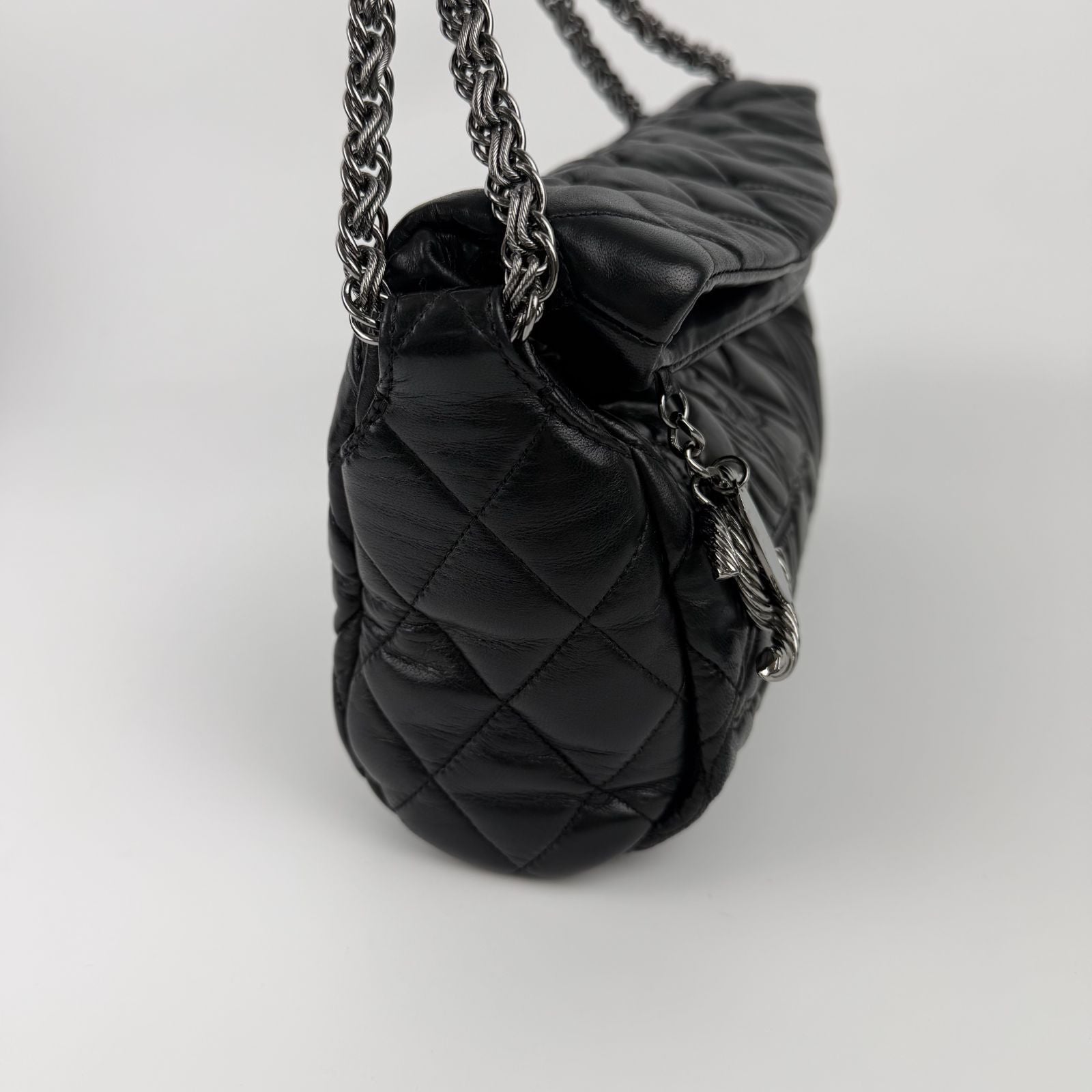 Chanel CC Logo Quilted Paris Moscow Collection Chain Shoulder Bag Black Leather — view 5