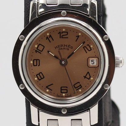 Hermes Clipper Quartz Date Gold Dial Watch