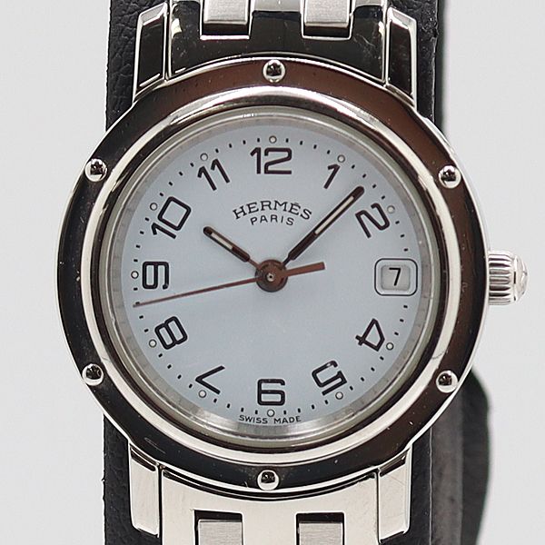 Hermes Clipper Quartz Date Light Blue Dial Watch