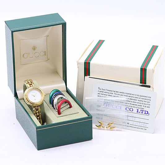 Gucci Box with Frame Change Bezel Quartz White Dial Watch