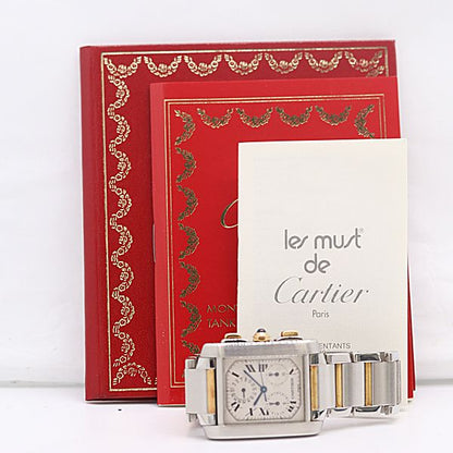 Cartier Tank Francaise Quartz Chrono Ivory Dial Watch — view 5