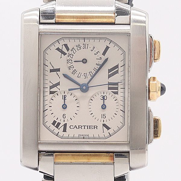 Cartier Tank Francaise Quartz Chrono Ivory Dial Watch