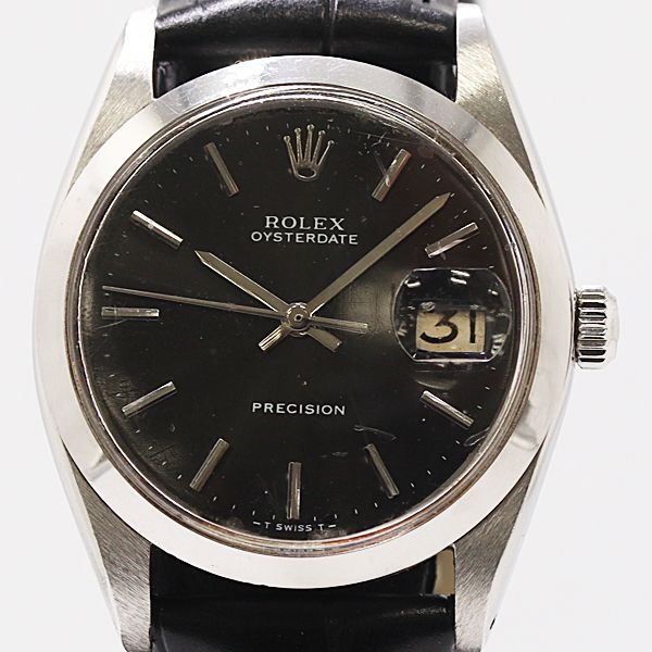 Rolex Oyster Date Hand Wound Black Dial Watch