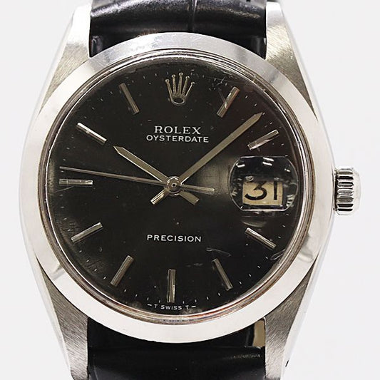 Rolex Oyster Date Hand Wound Black Dial Watch