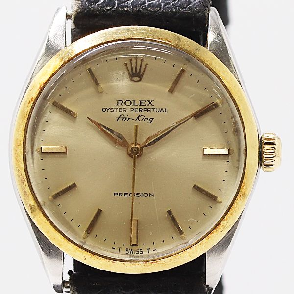 Rolex Air King Automatic Winding Yg SS Champagne Dial Watch