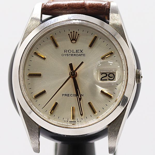 Rolex Oyster Date Precision Hand Wound Silver Dial Watch