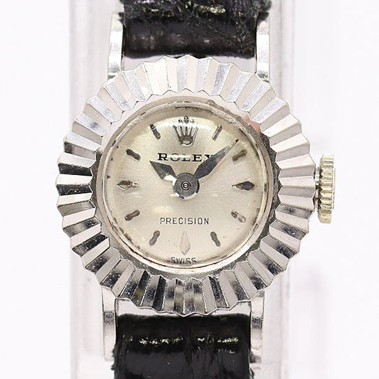 Rolex Precision 18k Hand Wound Silver Dial Watch