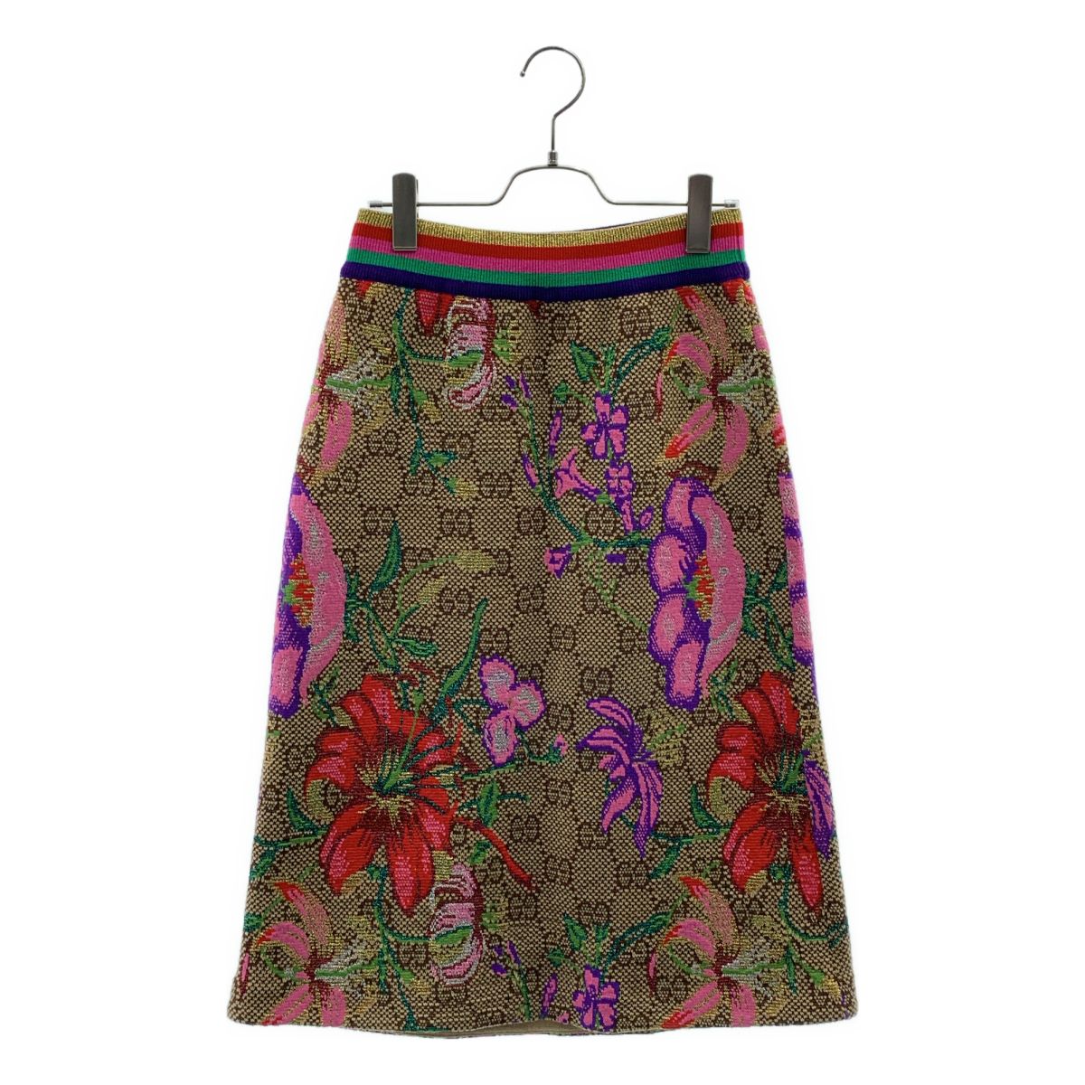 Gucci GG Floral Jacquard Knit Skirt S Multicolor