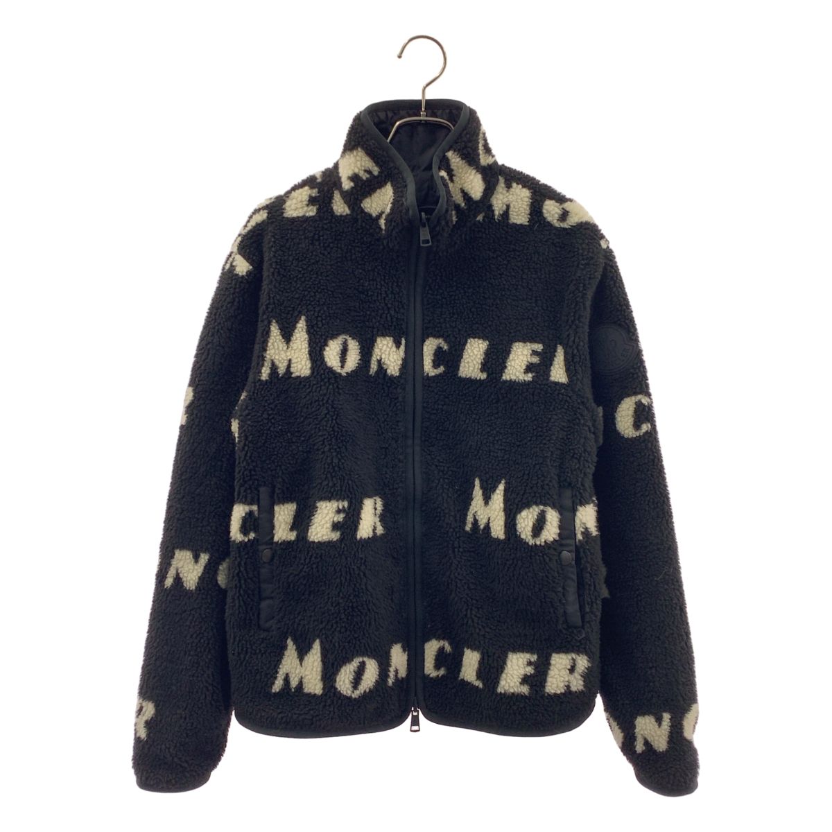 Moncler Maglia Cardigan Reversible Logo Fleece Jacket XS Black White