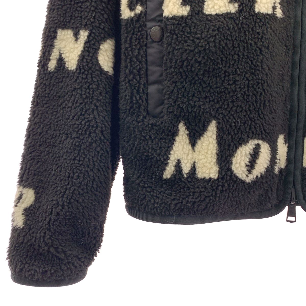 Moncler Maglia Cardigan Reversible Logo Fleece Jacket XS Black White — view 3