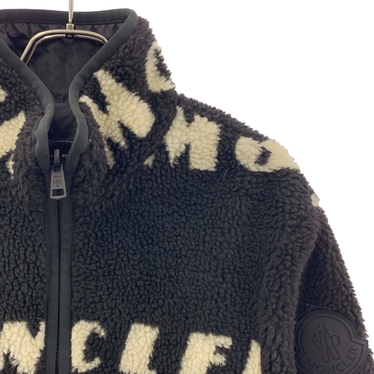 Moncler Maglia Cardigan Reversible Logo Fleece Jacket XS Black White — view 2