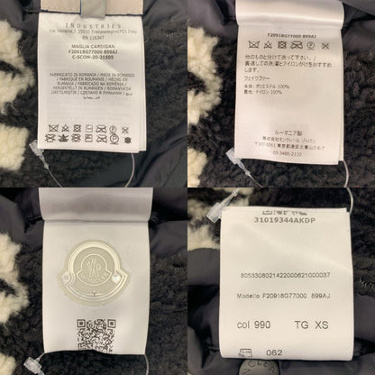 Moncler Maglia Cardigan Reversible Logo Fleece Jacket XS Black White — view 8